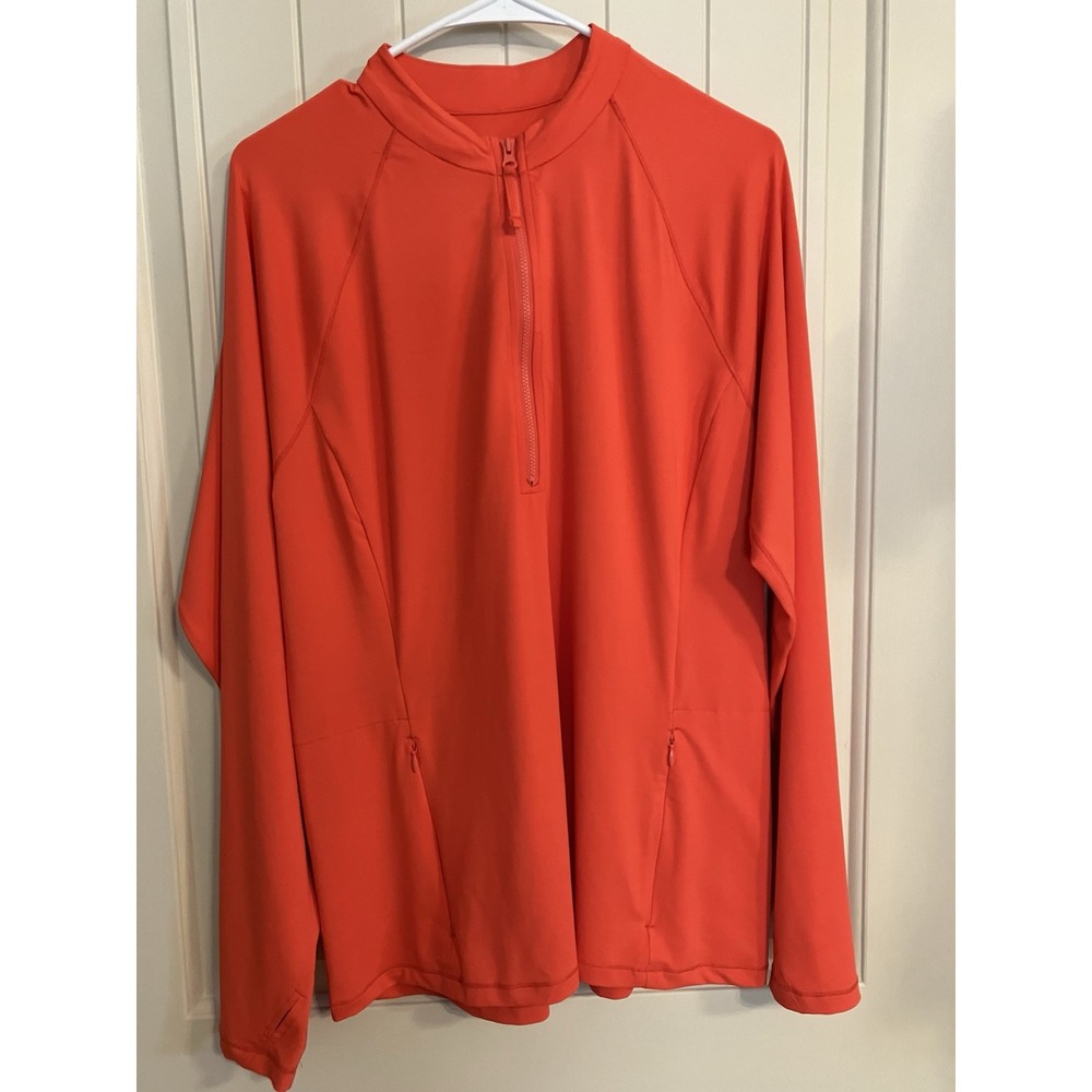 Title Nine Womens XL Orange Red Sunbuster 1/4 Zip Long Sleeve Sun Shirt SPF Golf